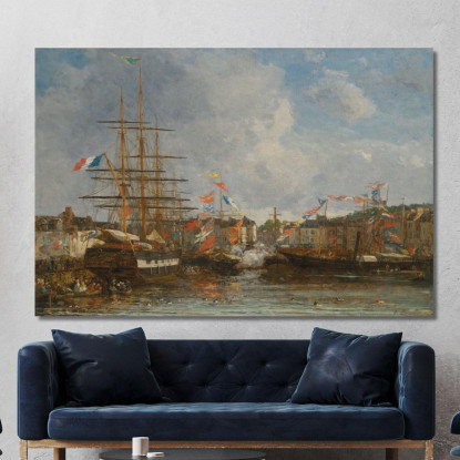 Festa Nel Bacino Di Honfleur Eugène Boudin ebd52 quadro stampato su tela