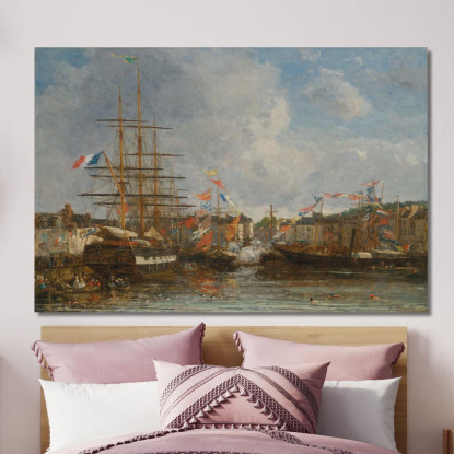 Festa Nel Bacino Di Honfleur Eugène Boudin ebd52 quadro stampato su tela