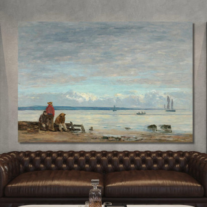Honfleur – Pescatori Sulla Spiaggia Eugène Boudin ebd54 quadro stampato su tela