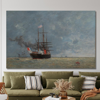 Le Havre – Navi In Mare Aperto Eugène Boudin ebd76 quadro stampato su tela