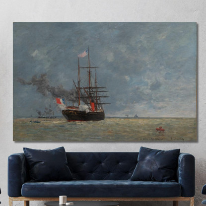 Le Havre – Navi In Mare Aperto Eugène Boudin ebd76 quadro stampato su tela