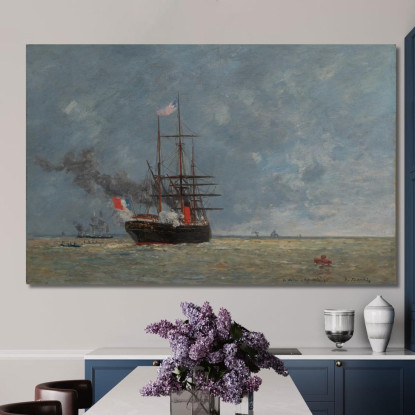 Le Havre – Navi In Mare Aperto Eugène Boudin ebd76 quadro stampato su tela