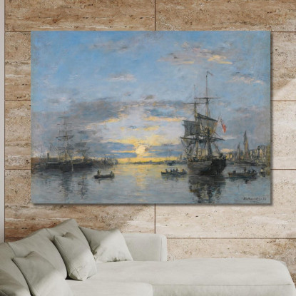 Le Havre – L’Avamporto Al Tramonto Eugène Boudin ebd80 quadro stampato su tela