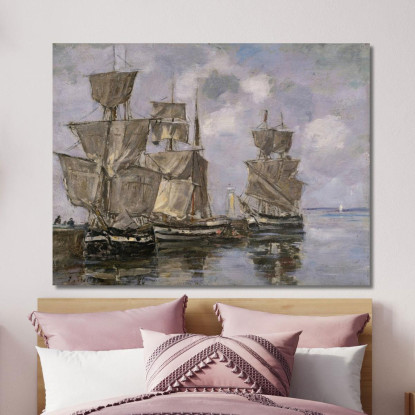 Navi Nel Porto Di Honfleur Eugène Boudin ebd95 quadro stampato su tela