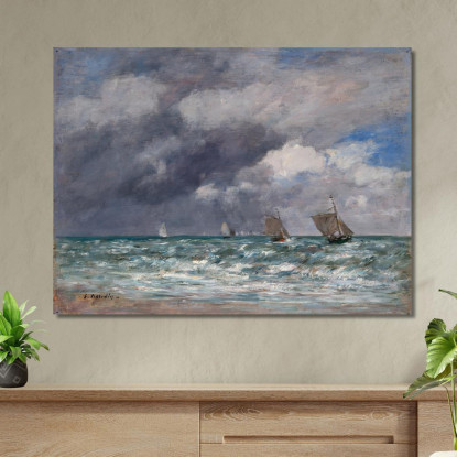 Barche A Vela Vicino A Trouville Eugène Boudin ebd117 quadro stampato su tela
