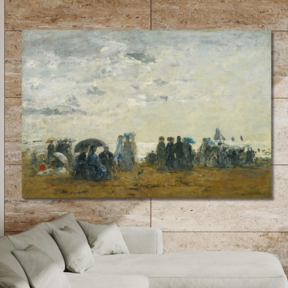 Scena Di Spiaggia A Trouville Eugène Boudin ebd123 quadro stampato su tela