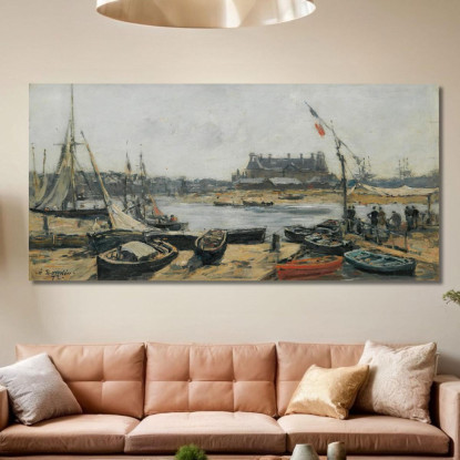 Trouville Vista Del Porto Presa Dall'Imbarcadero Eugène Boudin ebd159 quadro stampato su tela