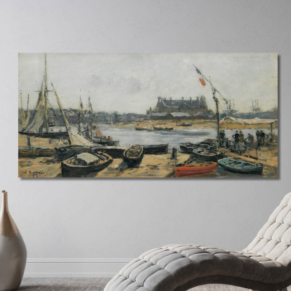 Trouville Vista Del Porto Presa Dall'Imbarcadero Eugène Boudin ebd159 quadro stampato su tela