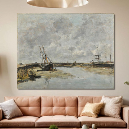 Trouville Le Dighe Bassa Marea Eugène Boudin ebd160 quadro stampato su tela