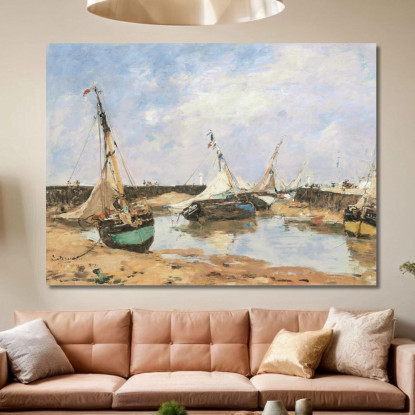 Trouville. Barche Arenate Tra Le Dighe Eugène Boudin ebd161 quadro stampato su tela