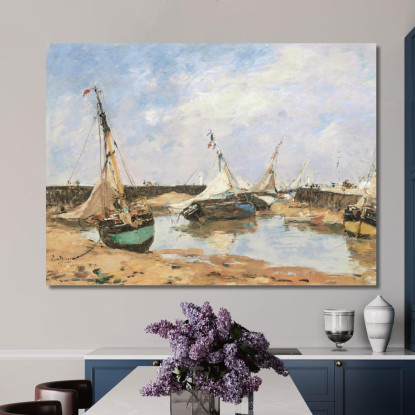 Trouville. Barche Arenate Tra Le Dighe Eugène Boudin ebd161 quadro stampato su tela