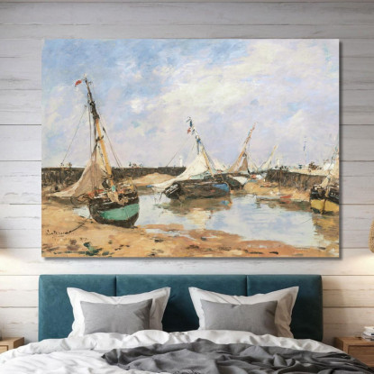 Trouville. Barche Arenate Tra Le Dighe Eugène Boudin ebd161 quadro stampato su tela