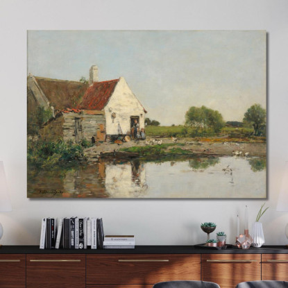 Un Angolo Di Fattoria Nei Dintorni Di Dunkerque Eugène Boudin ebd163 quadro stampato su tela