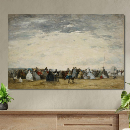 Villeggianti Sulla Spiaggia Di Trouville Eugène Boudin ebd164 quadro stampato su tela