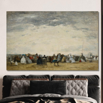 Villeggianti Sulla Spiaggia Di Trouville Eugène Boudin ebd164 quadro stampato su tela