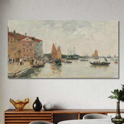 Venezia Il Molo E La Chiesa Di San Biagio Eugène Boudin ebd174 quadro stampato su tela