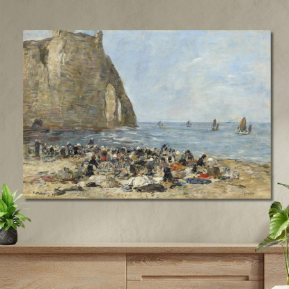 Lavandaie Sulla Spiaggia Di Étretat Eugène Boudin ebd183 quadro stampato su tela