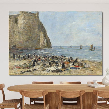 Lavandaie Sulla Spiaggia Di Étretat Eugène Boudin ebd183 quadro stampato su tela