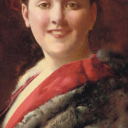 Una Dama Con Mantella Foderata Di Pelliccia Gustave Jean Jacquet gjj3 quadro stampato su tela