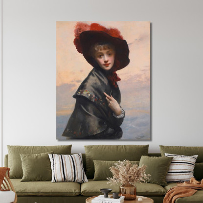 Dama Con Cappello Gustave Jean Jacquet gjj9 quadro stampato su tela