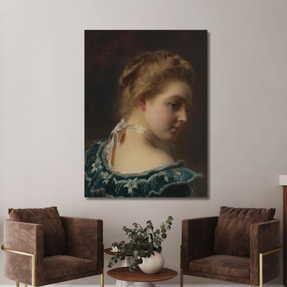 Giovane Bellezza In Abito Verde Gustave Jean Jacquet gjj28 quadro stampato su tela