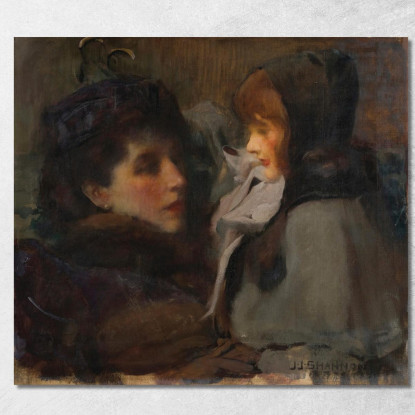 La Moglie E La Figlia Dell'Artista James Jebusa Shannon jjs37 quadro stampato su tela