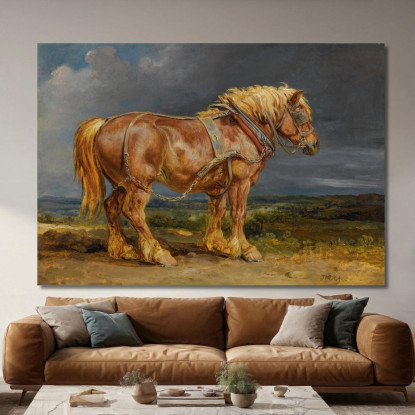 Cheshunt Il Cavallo Da Tiro Shire "Elephant" In Un Ampio Paesaggio James Ward jwr10 quadro stampato su tela