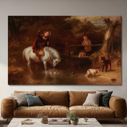 Confronto Al Guado James Ward jwr12 quadro stampato su tela