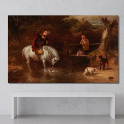Confronto Al Guado James Ward jwr12 quadro stampato su tela