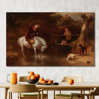 Confronto Al Guado James Ward jwr12 quadro stampato su tela