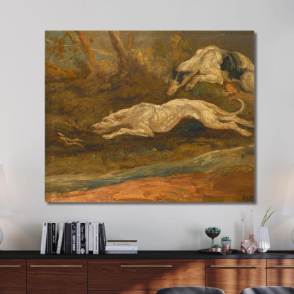 La Fuga: Due Levrieri All'Inseguimento Di Una Lepre James Ward jwr38 quadro stampato su tela