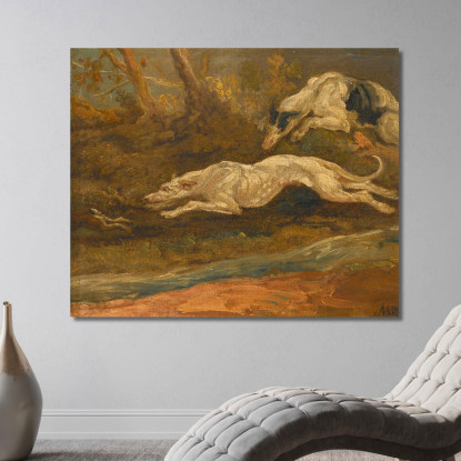 La Fuga: Due Levrieri All'Inseguimento Di Una Lepre James Ward jwr38 quadro stampato su tela