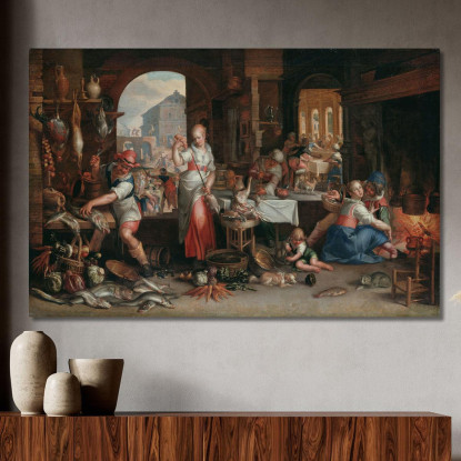 Interno Di Cucina Con La Parabola Della Grande Cena Joachim Wtewael jwl7 quadro stampato su tela