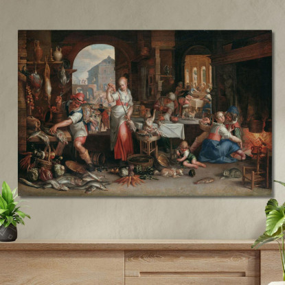 Interno Di Cucina Con La Parabola Della Grande Cena Joachim Wtewael jwl7 quadro stampato su tela