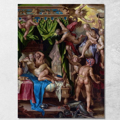 Marte E Venere Sorpresi Da Vulcano 2 Joachim Wtewael jwl9 quadro stampato su tela