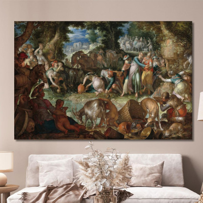 Mosè Colpisce La Roccia Joachim Wtewael jwl13 quadro stampato su tela