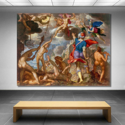 La Battaglia Tra Gli Dei E I Giganti Joachim Wtewael jwl19 quadro stampato su tela