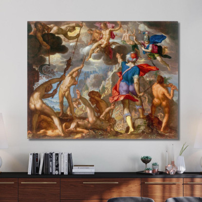 La Battaglia Tra Gli Dei E I Giganti Joachim Wtewael jwl19 quadro stampato su tela
