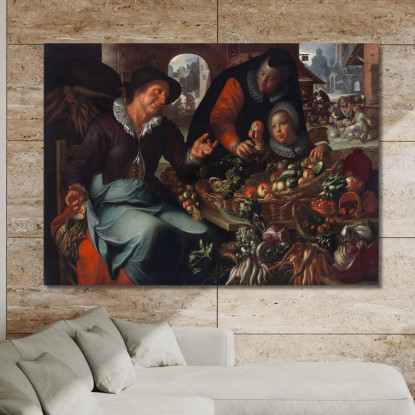 Il Venditore Di Frutta E Verdura Joachim Wtewael jwl22 quadro stampato su tela