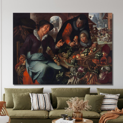 Il Venditore Di Frutta E Verdura Joachim Wtewael jwl22 quadro stampato su tela