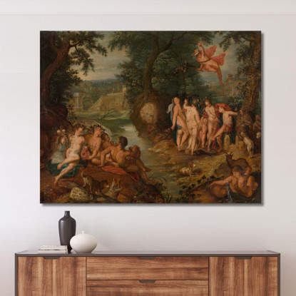 Il Giudizio Di Paride Joachim Wtewael jwl24 quadro stampato su tela