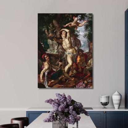 Il Martirio Di San Sebastiano Joachim Wtewael jwl27 quadro stampato su tela