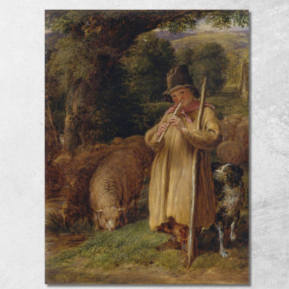 Pastorello Che Suona Un Flauto John Linnell jln26 quadro stampato su tela