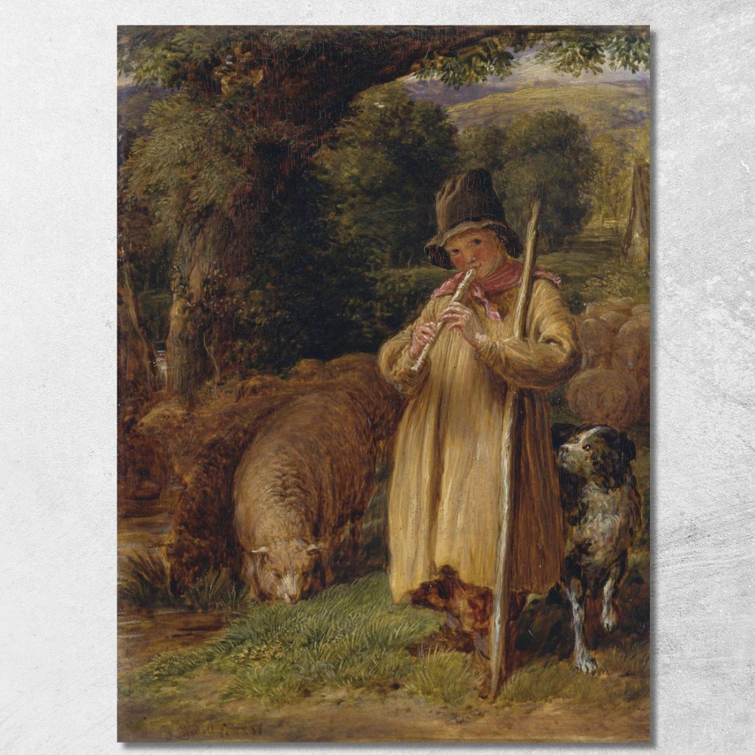 Pastorello Che Suona Un Flauto John Linnell jln26 quadro stampato su tela