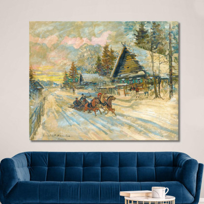 Fisarmonicista In Una Slitta Konstantin Alexeevich Korovin kak1 quadro stampato su tela