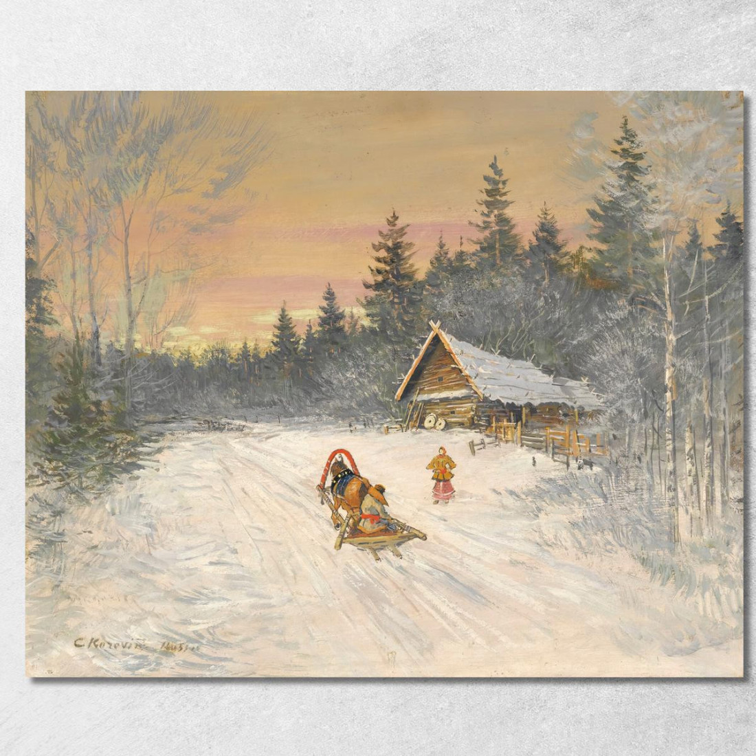 Villaggio Russo Sotto La Neve Konstantin Alexeevich Korovin kak26 quadro stampato su tela