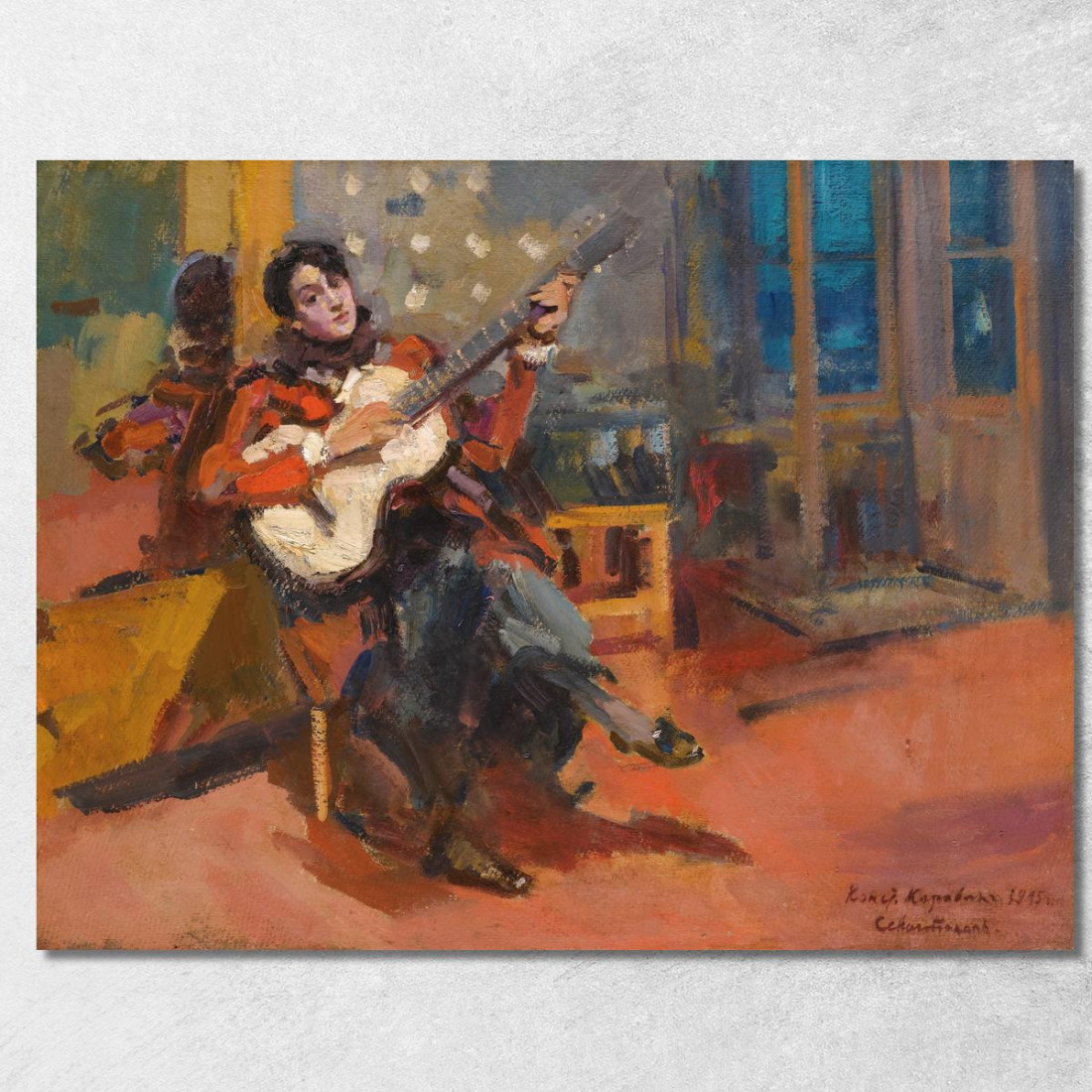 Il Suonatore Di Chitarra Konstantin Alexeevich Korovin kak30 quadro stampato su tela