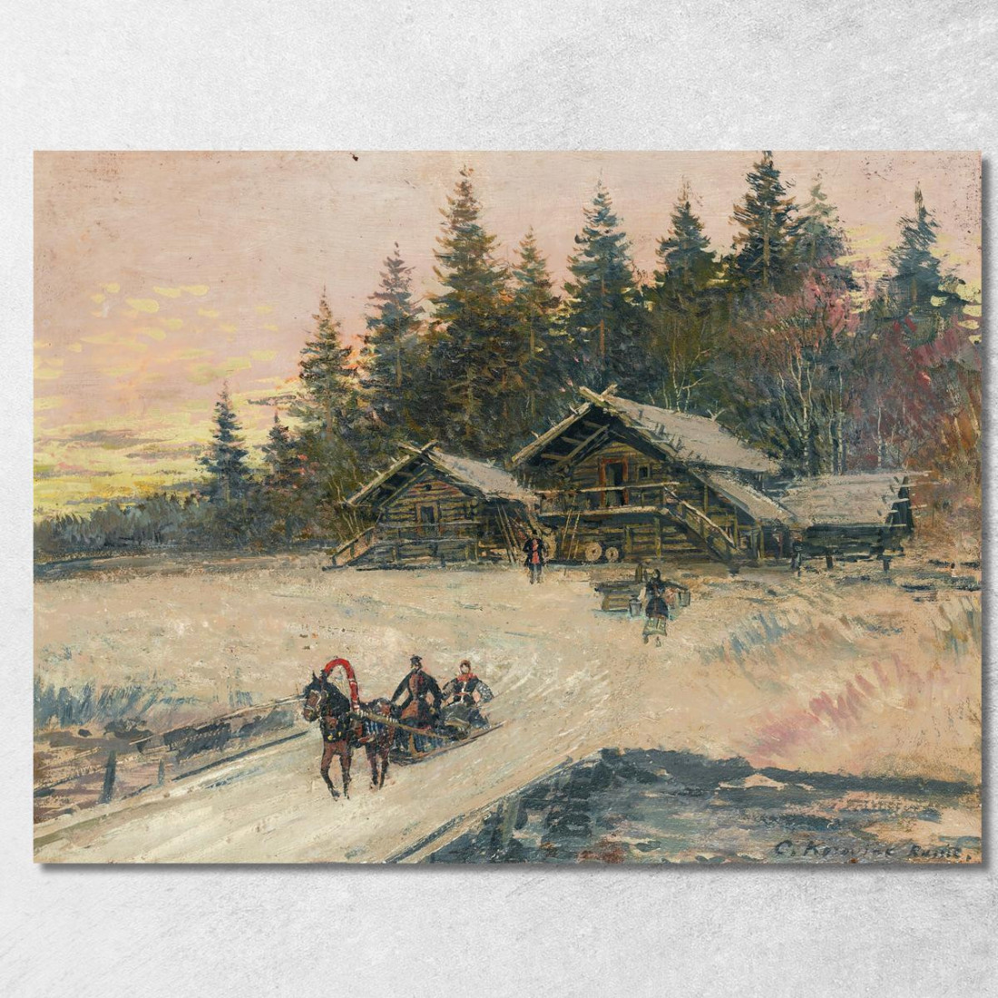 Scena Invernale Con Troika Konstantin Alexeevich Korovin kak40 quadro stampato su tela