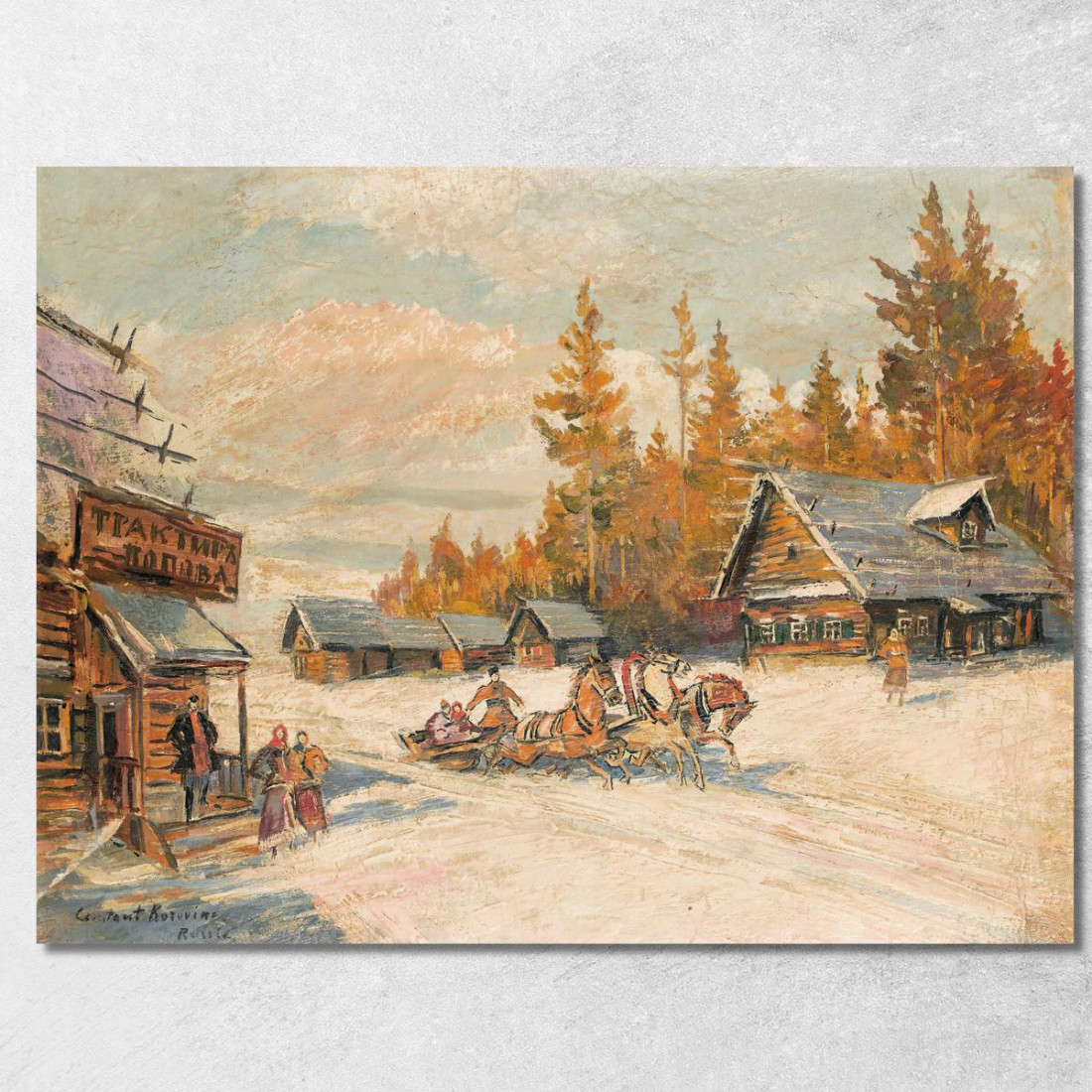 Corsa In Slitta Invernale Konstantin Alexeevich Korovin kak41 quadro stampato su tela