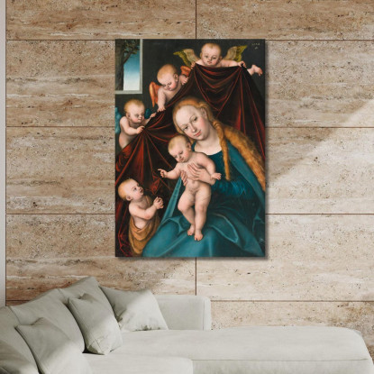Madonna Col Bambino Con Il Piccolo San Giovanni Battista E Angeli Lucas Cranach the Elder lce34 quadro stampato su tela